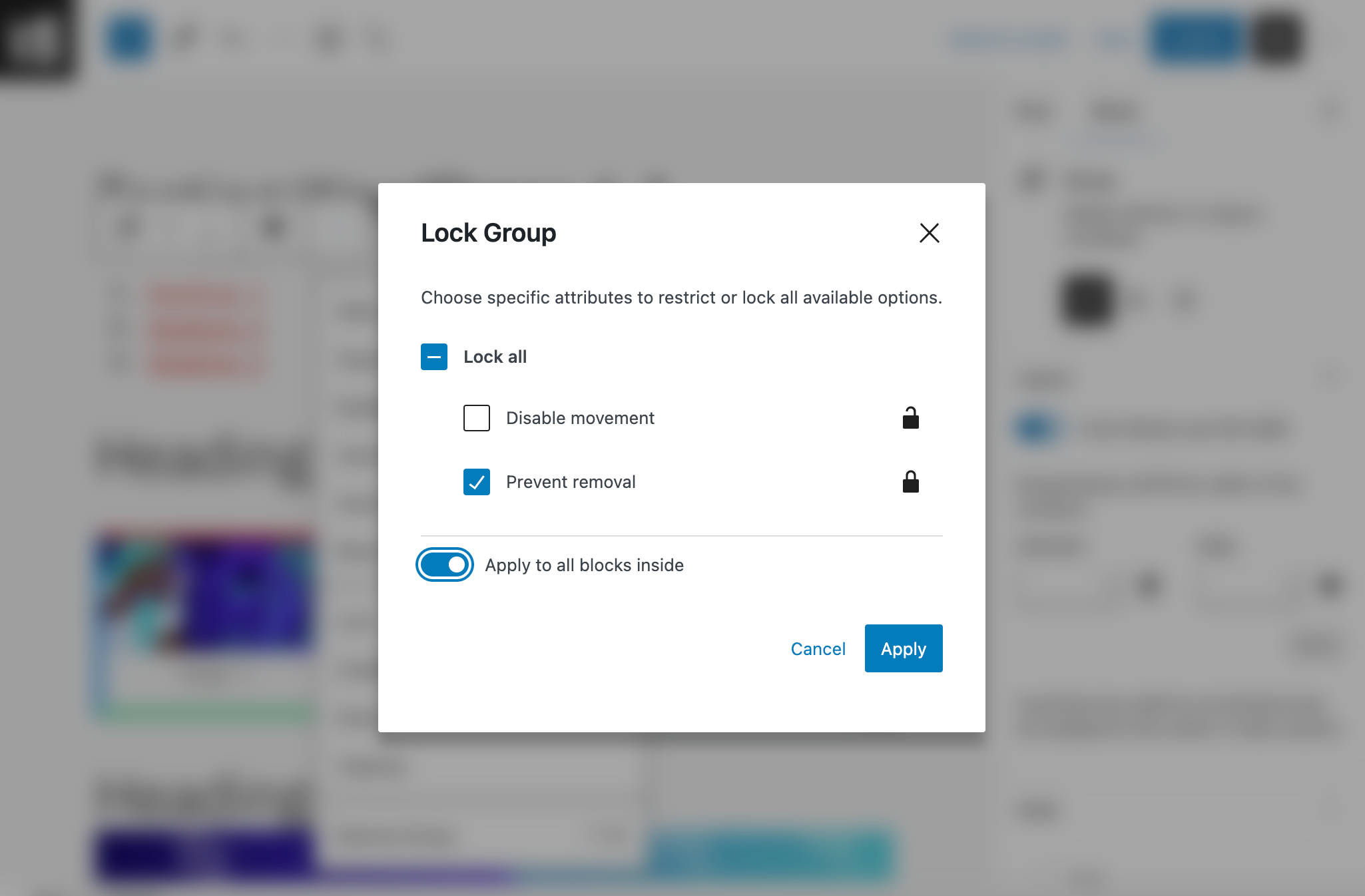 Lock a group inside a column