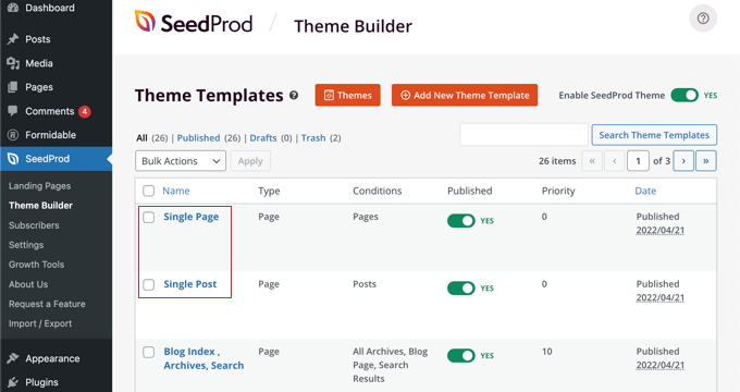 SeedProd Creates All the Templates You Need for Your Theme