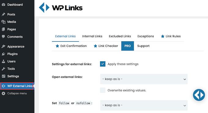 The WP External Links WordPress plugin
