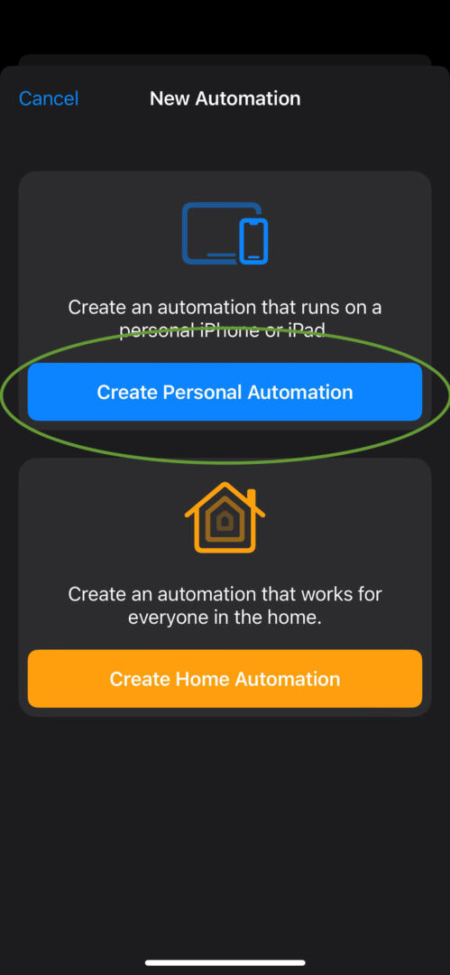 Create Personal Automation