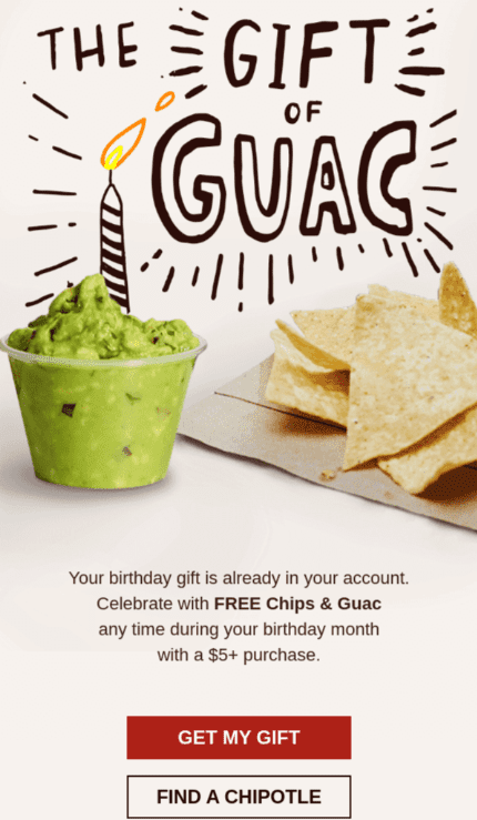 Chipotle Birthday Email example