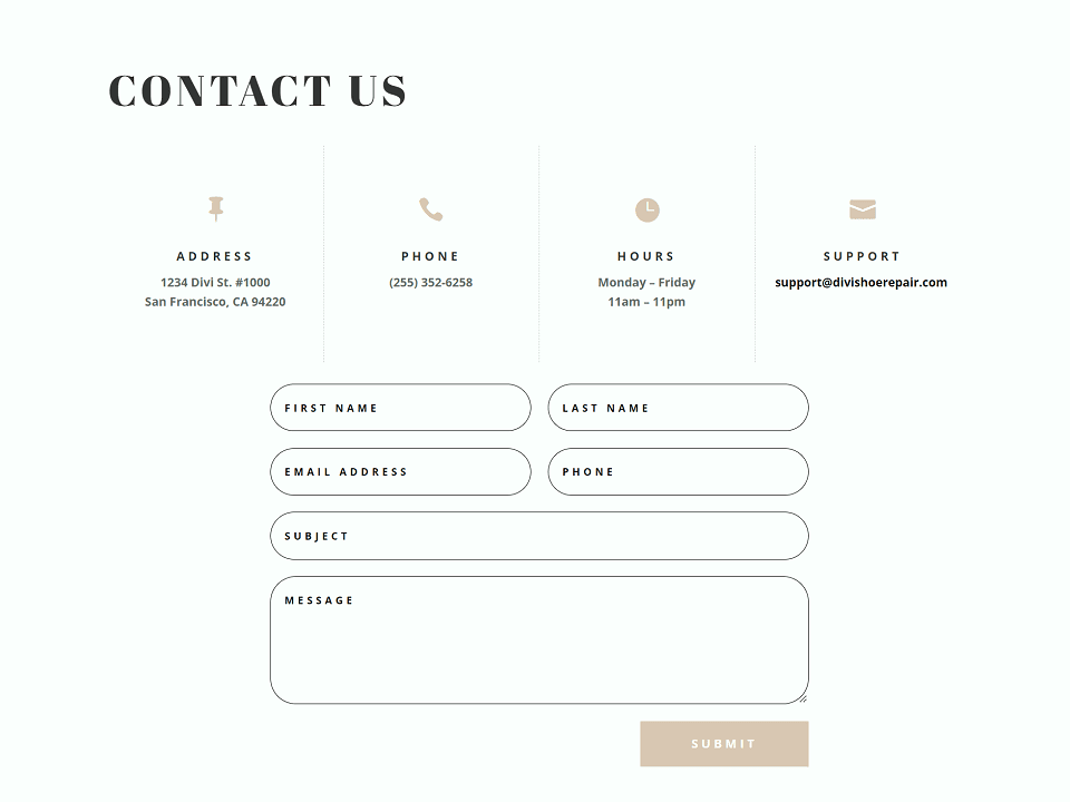 Divi Contact Form Layouts With Inline and Fullwidth Fields Layout 1 Final Design
