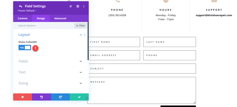 Divi Contact Form Layouts With Inline and Fullwidth Fields Layout 1 Make Fullwidth