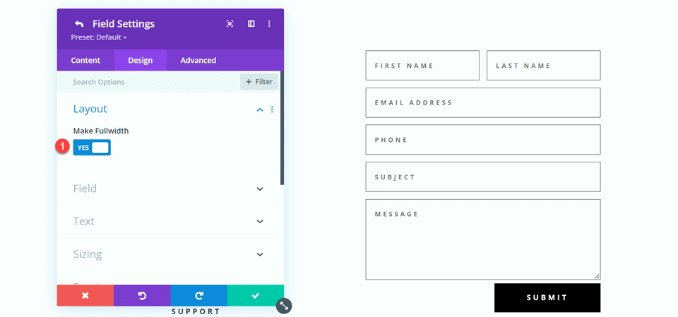 Divi Contact Form Layouts With Inline and Fullwidth Fields Layout 2 Make Fullwidth