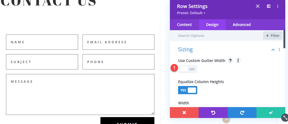 Divi Contact Form Layouts With Inline and Fullwidth Fields Layout 4 Custom Gutter