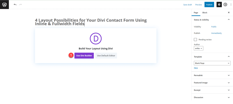 Divi Contact Form Layouts With Inline and Fullwidth Fields Layout Use Builder