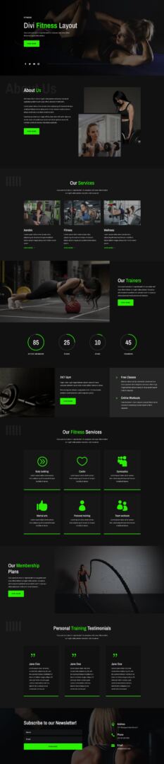 Divi Product Highlight Homepage 25 Divi Layout Pack Fitness