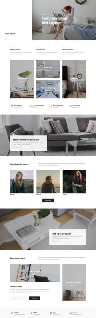 Divi Product Highlight Homepage 25 Divi Layout Pack Furniture Shop