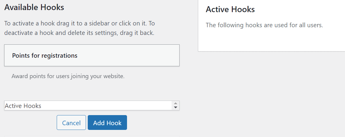 Activating hooks in a rewards system. 