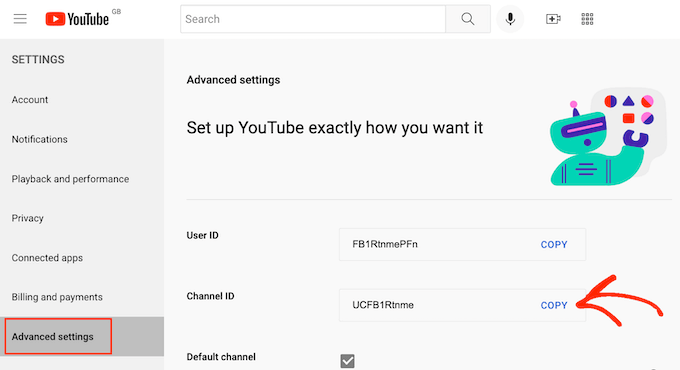 A YouTube channel ID