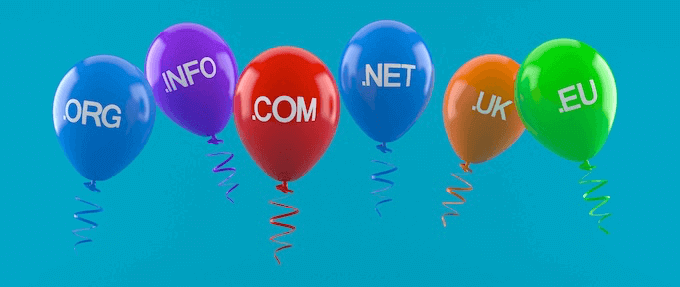 Balloons showing different domain extensions