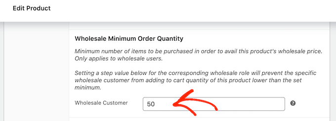Setting a minimum order amount for wholesale orders