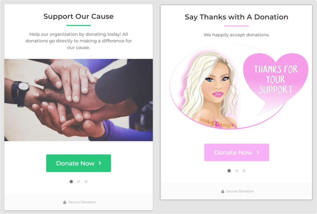 givewp basic vs customized donation widget