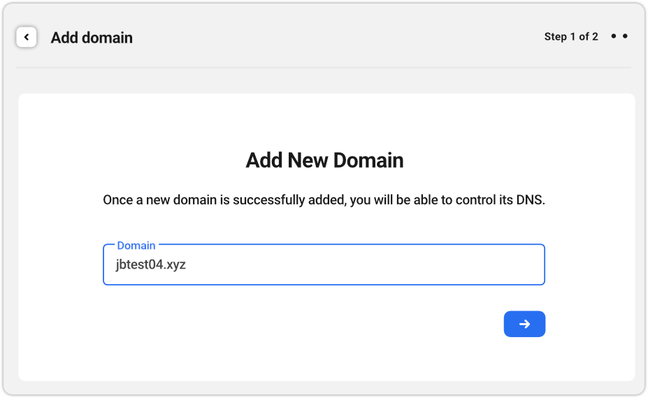 add domain (step 1)