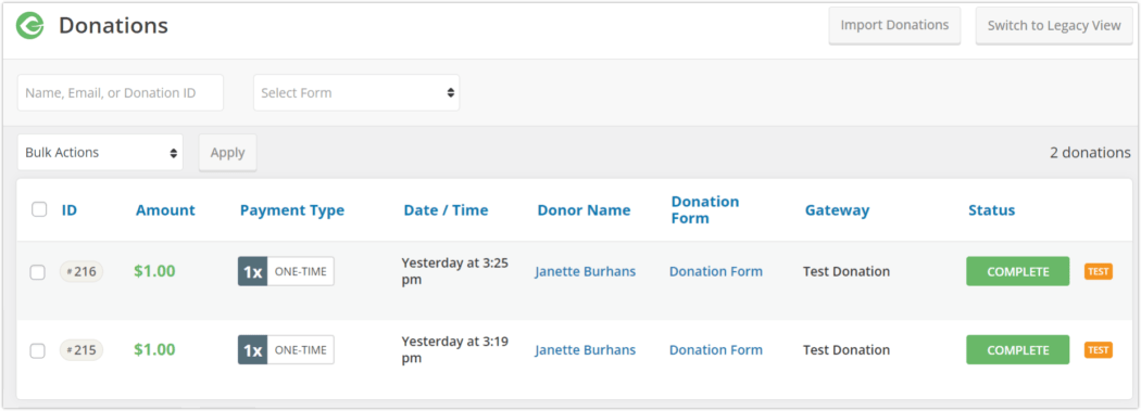 givewp donations summary