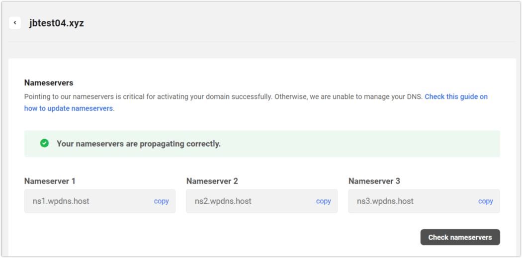 check dns - nameservers propagating correctly (wpmudev)