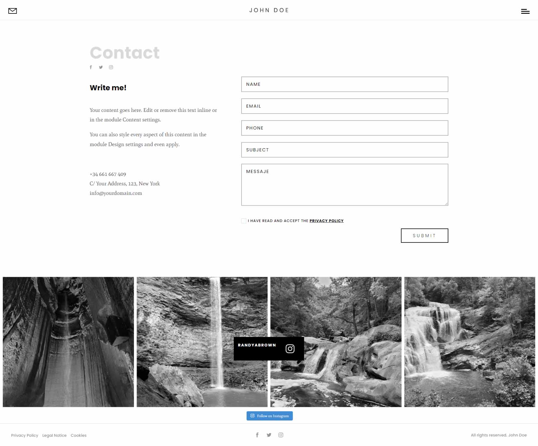 Divi Photography Portfolio- Contact Pages