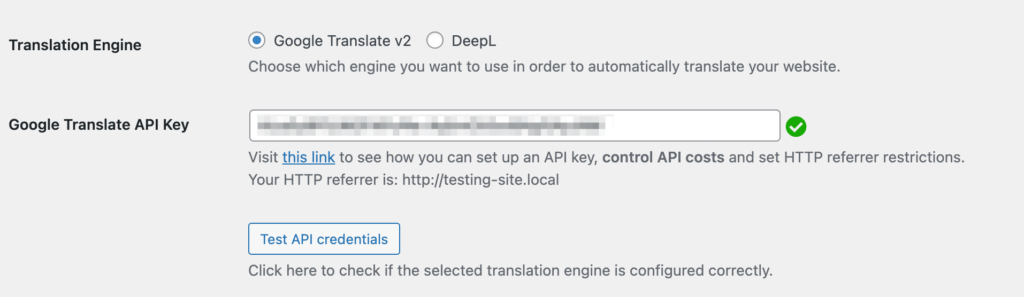 Translate API key