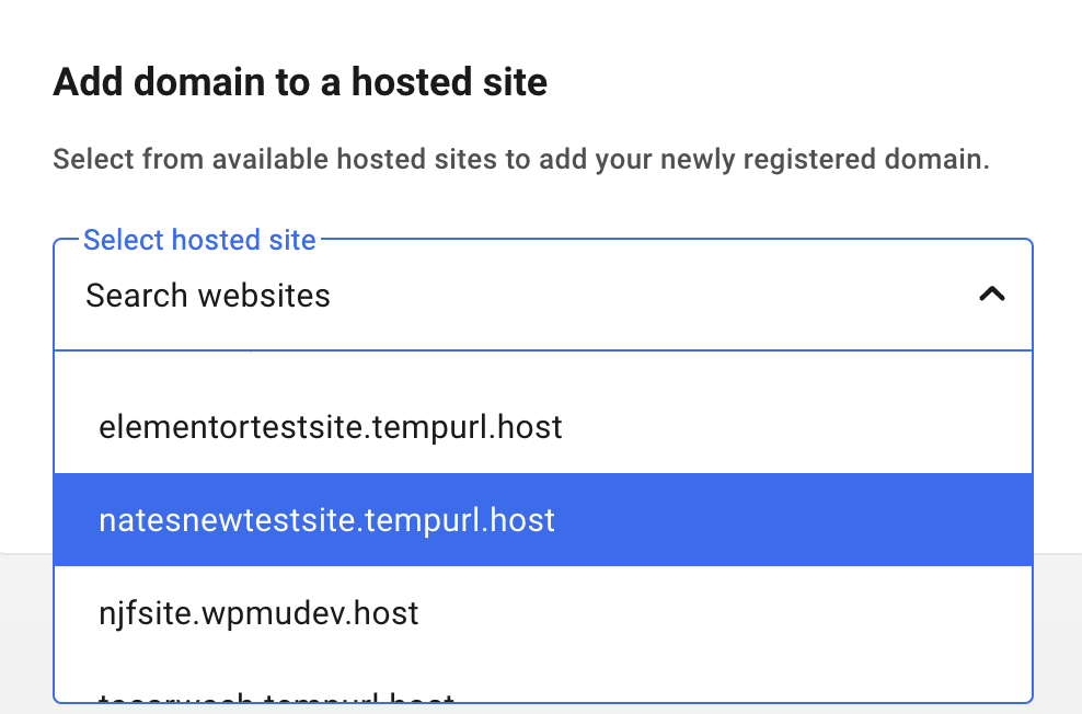 Add domain to a hosted site.