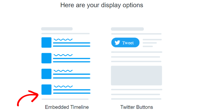 Choose timeline or buttons to embed