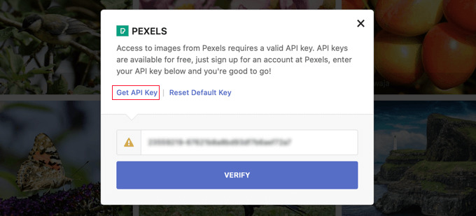 To Find Images in Pexels Using Instant Images, You Will Need an API Key