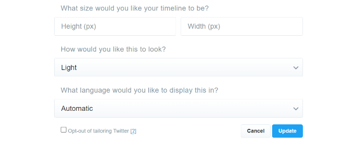 Customize the twitter timeline