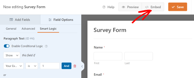 Embed your survey form