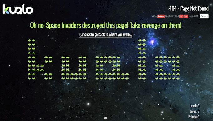 A gamified 404 page design