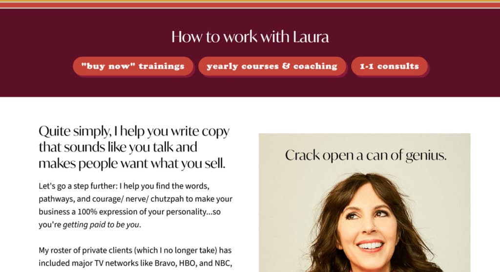 laura belgray consulting offer on website example