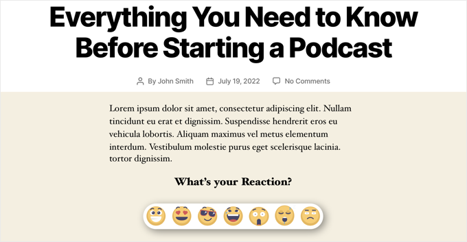 WordPress Reaction Buttons Preview