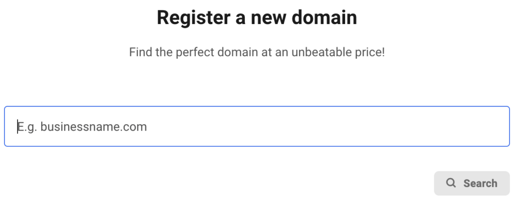 Where you register a new domain.