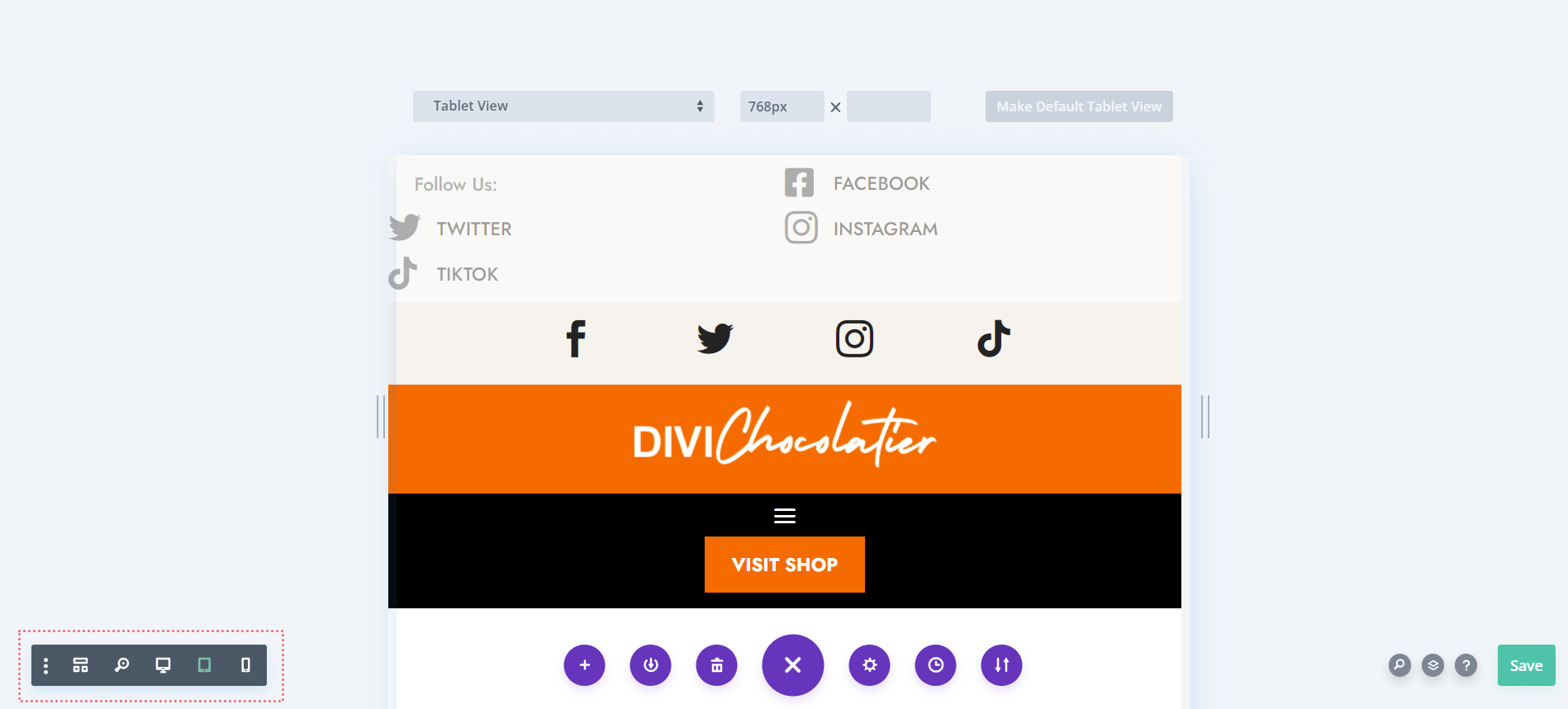 Keyboard shortcuts within Divi allow you to switch views from desktop, tablet and mobile