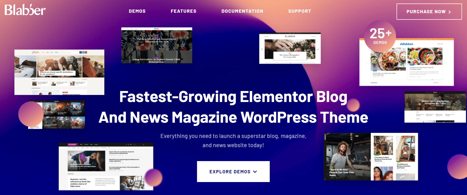 Screenshot of the website for the Blabber WordPress theme for affiliates.