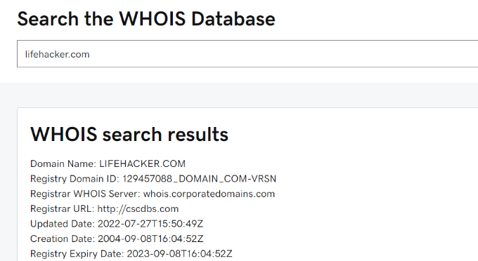 WHOIS database