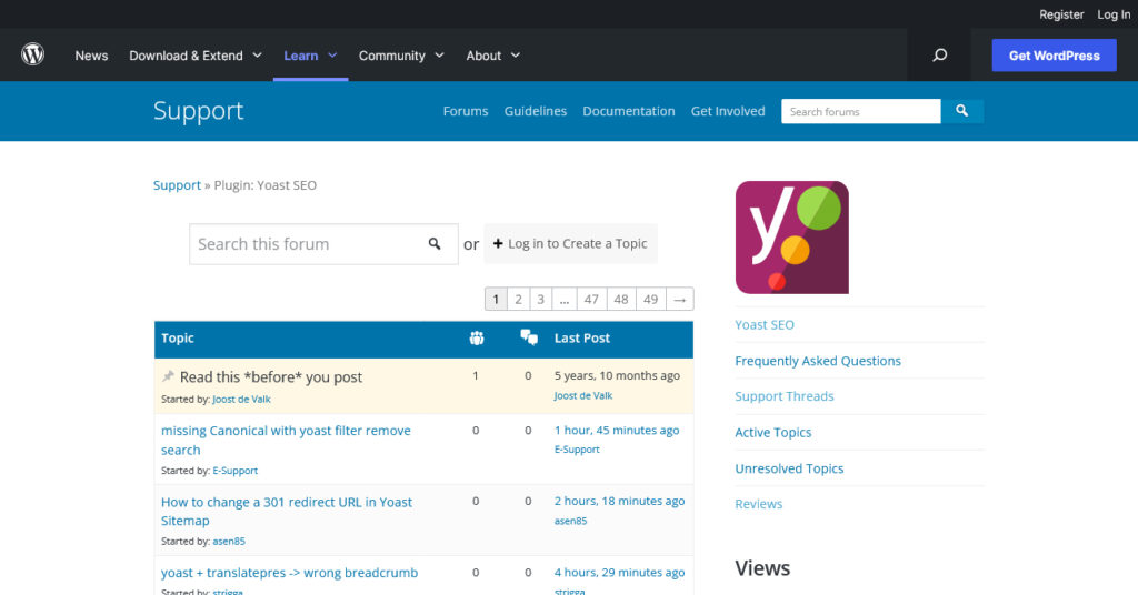 wordpress plugin support forum