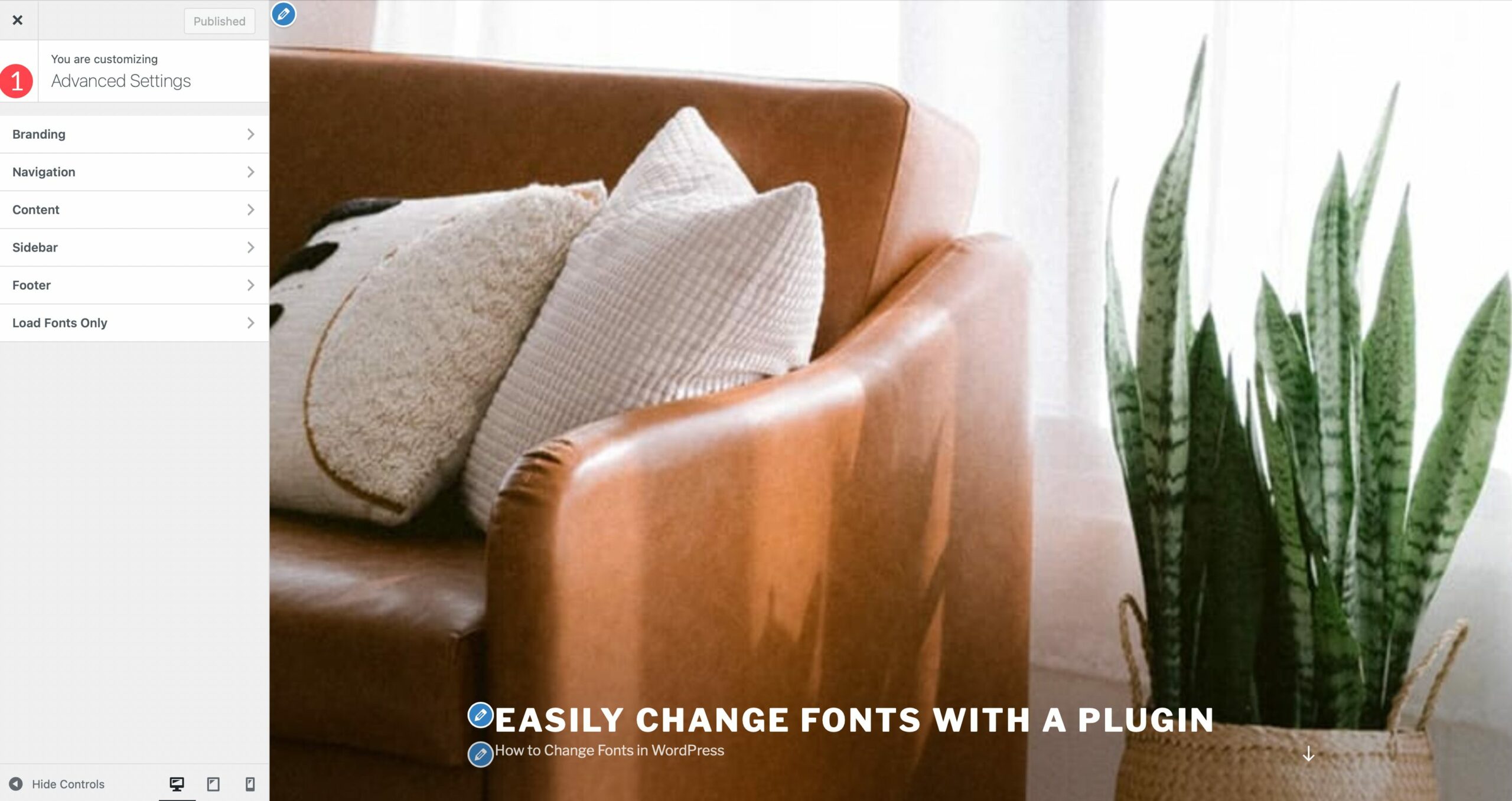Fonts plugin advanced settings