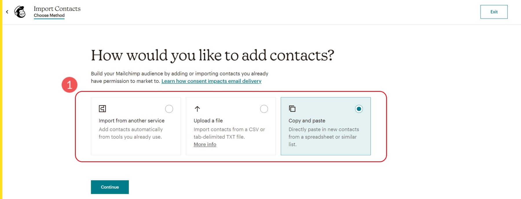 Step 2 - Choose Contact Import Method