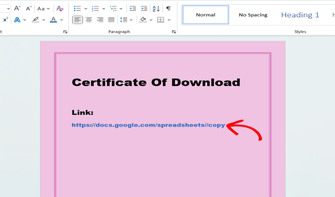 Certificate of download