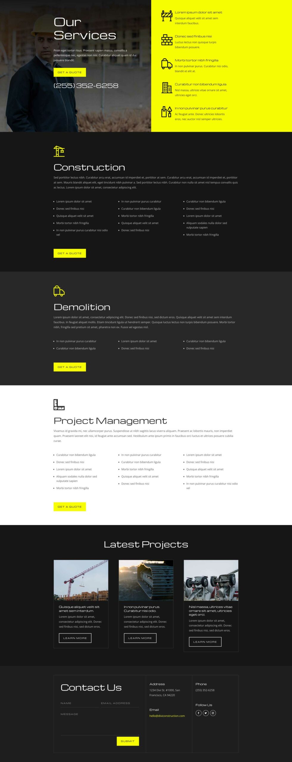 Construction Layout Pack for Divi