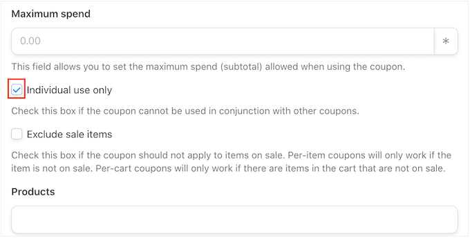 Creating a coupon for individual use