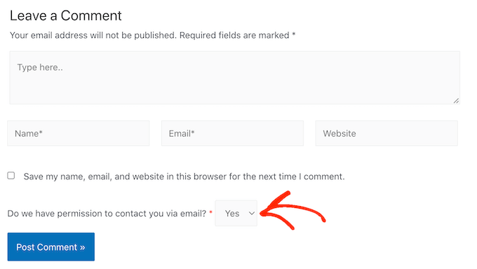 An example of a custom comment form