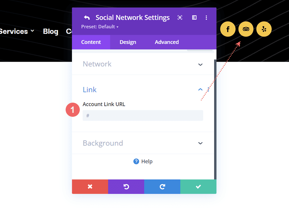 Adding social media accounts and links to header