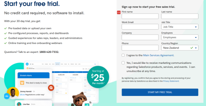 Enter your personal details to create salesforce account
