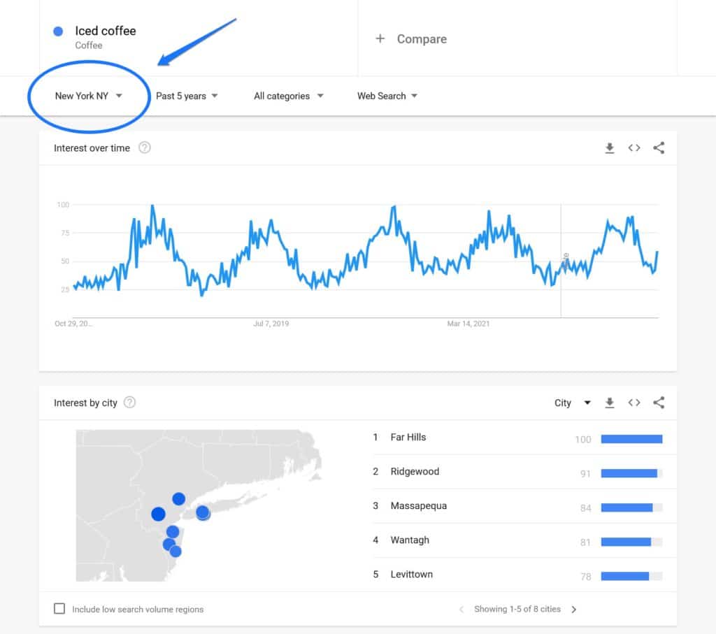 interest trend iced coffee new york