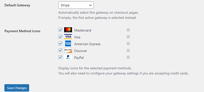 Payment gateways options