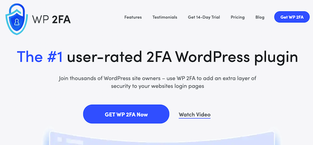 The WP 2FA homepage. 