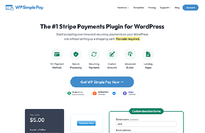 WP Simple Pay Plugin