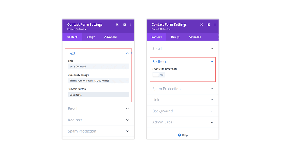 Setting up a success message and post submit processes for the Divi Contact Form Module