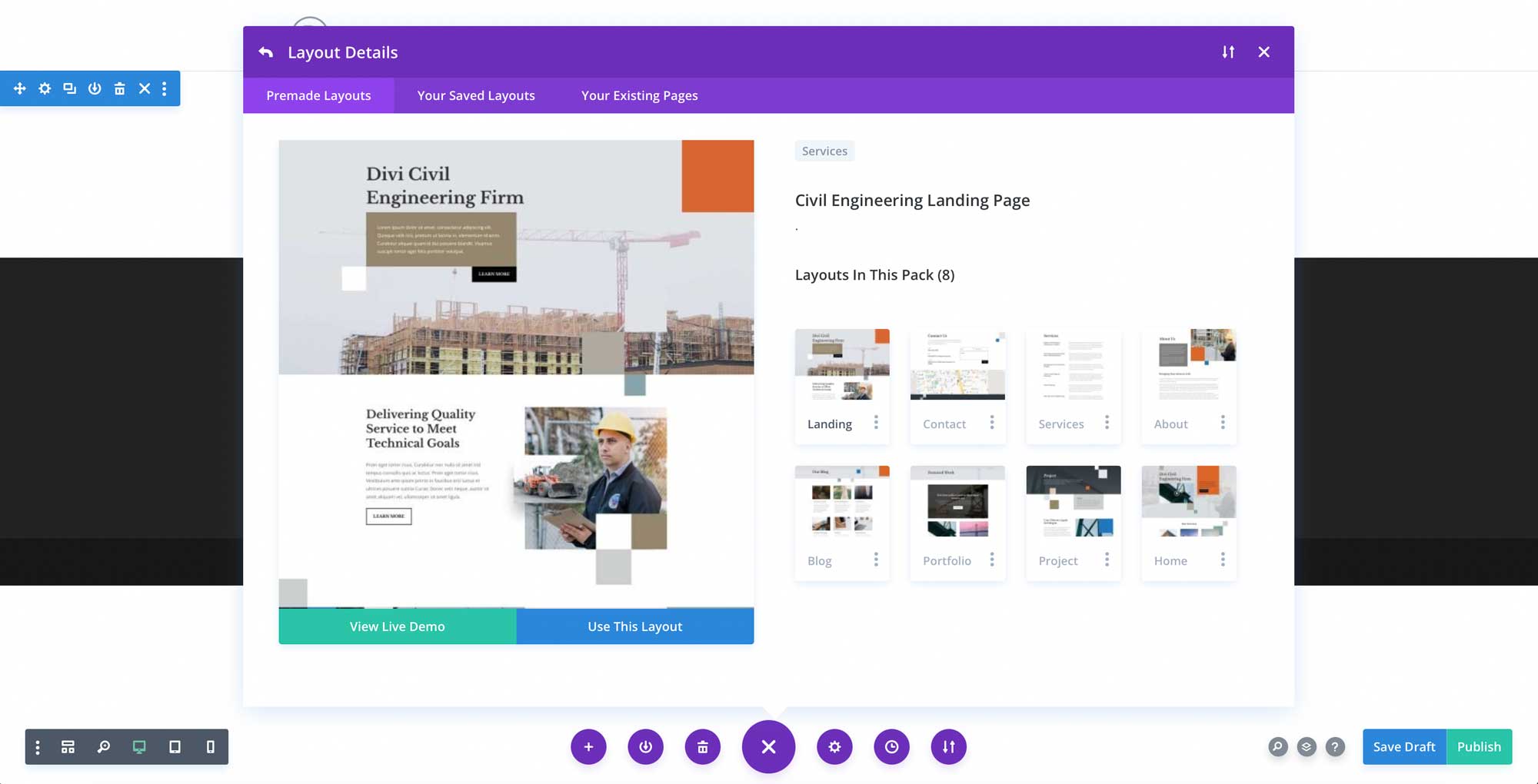 Civil Engineering Firm Layout Pack for Divi