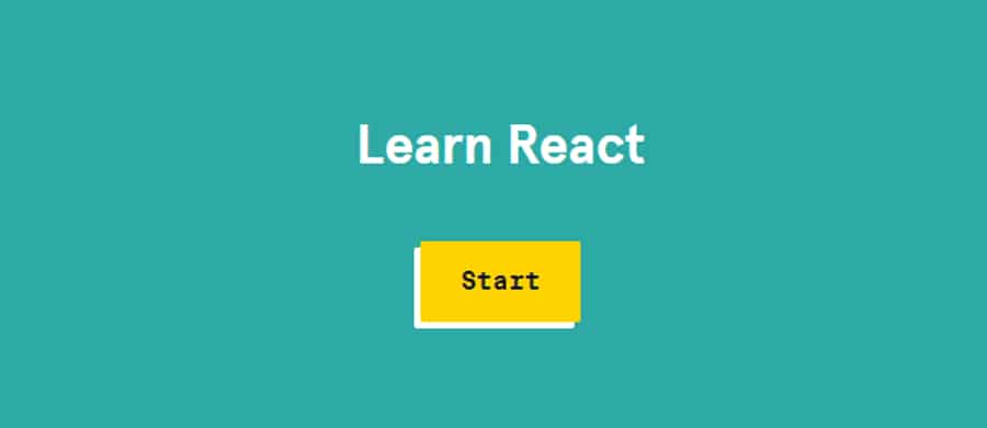 Showing letters 'Learn React' along with a button mentioning 'start' in the middle.